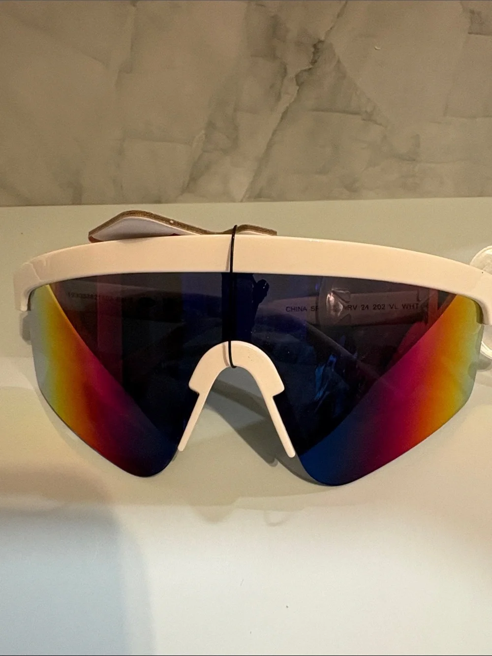 Wrangler Women’s White Frame Sunglasses with Mirrored Rainbow Lenses